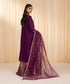Women's Unstitched Velvet Purple Embroidered 3 Piece Suit